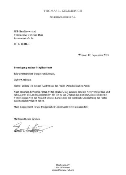 Austrittserklärung von Thomas L. Kemmerich