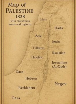 Angebliche Karte Palästinas von 1828.
Der Name des Toten Meers ist offensichtlich KI-generiert. Es gibt auch andere Unstimmigkeiten.