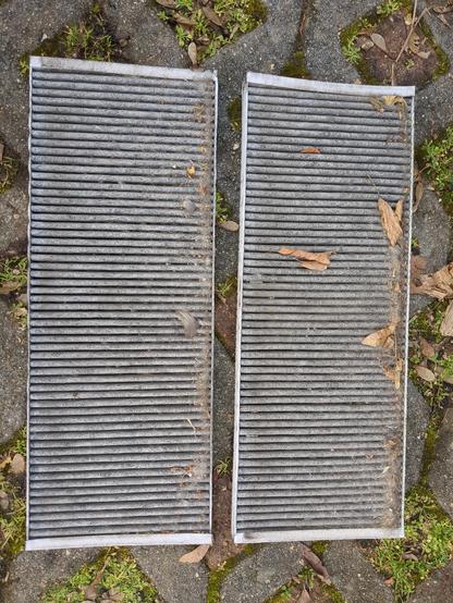 Vorfilter, der belegt mit Dreck und Blättern ist