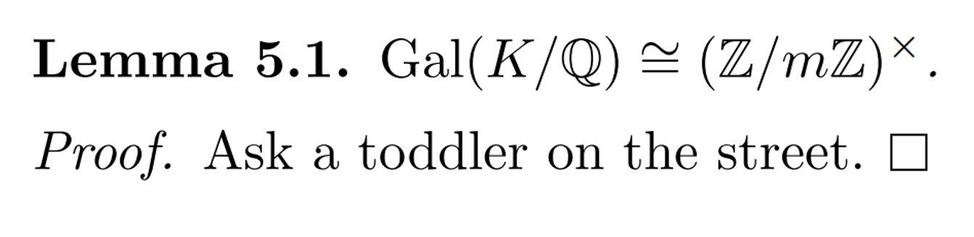 Ein Lemma wird angegeben. Der Beweis dazu: "Ask a toddler on the street."