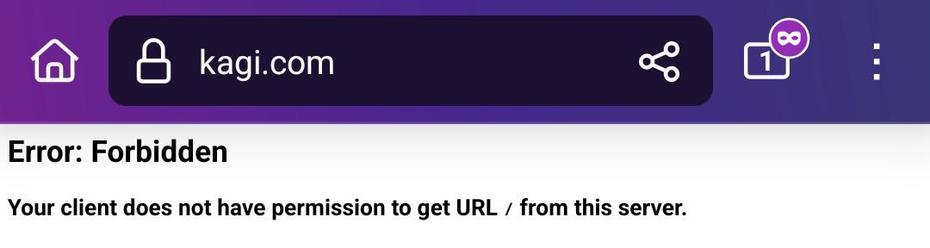 Meldung:
Error: Forbidden
Your client does not have permission to get URL / from this server.