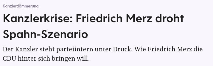 Überschrift: "Kanzlerkrise: Friedrich Merz droht Spahn-Szenario"