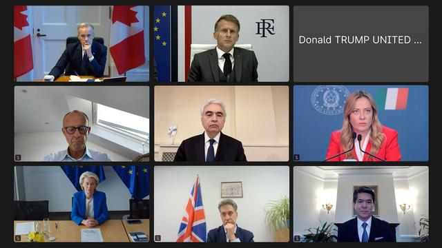 Videokonferenz mit verschiedenen Regierungschefs